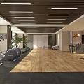 Spacious Yoga Fitness Studio With Wooden Floors Yoga Mats Plants And Green Exercise Ball
