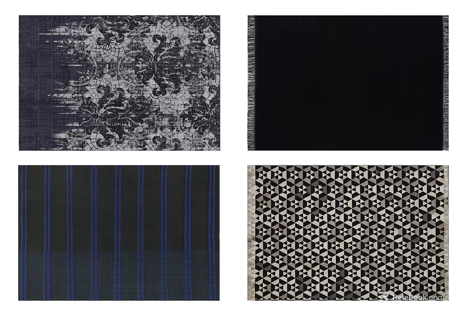 Modern Square Area Rugs with Patterned Solid Striped and Geometric Designs 3d model