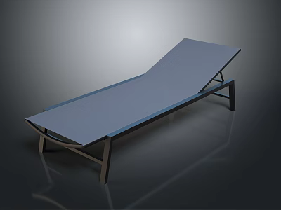 Stylish Modern Lounge Chair With Blue Cushioned Surface And Sleek Metal Frame Design 3d model