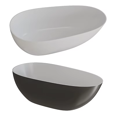 Two Stylish Minimalist Oval Washbasins in White and Black Contemporary Design 3d model