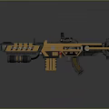 Futuristic Gold And Black Weapon With Mechanical Components And Tactical Scope