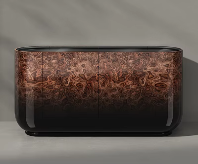 Elegant Modern TV Stand With Intricate Wooden Pattern And Glossy Finish 3d model