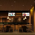 Modern Restaurant Interior With Wooden Reception Stone Counter Wine Rack And Warm Lighting