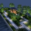 Rooftop Garden Design Featuring Lush Greenery Gazebo Pathways And Ambient Lighting