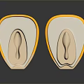 Two Beige Orthopedic Insoles With Yellow Border Concave Design And Reflective Surface