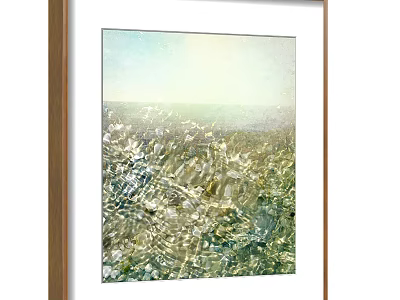 Abstract Painting In Wooden Frame With Green Gold Natural Textures Design 3d model