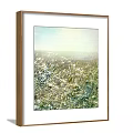 Abstract Painting In Wooden Frame With Green Gold Natural Textures Design