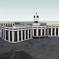 Modern Commercial Building Exterior With Glass Windows Columns And Wall Design