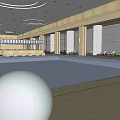 Indoor Swimming Pool Facility With Lap Lanes Rest Loungers And Glass Windows