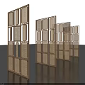 Wooden Room Dividers With Grid Design And Foldable Structure Light Shadow Effect 3d model