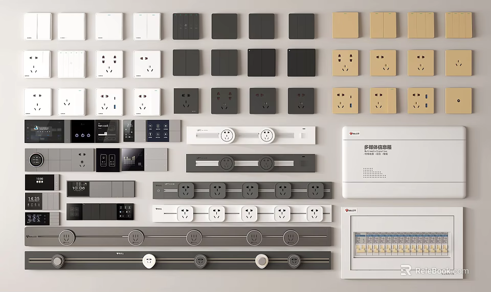 Modern Switch Panels With Various Designs And Different Color Options For Home Decoration 3d model