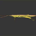 Game Movie Character Green Grasshopper With Slender Body Red Antennae Dark Background And Reflection