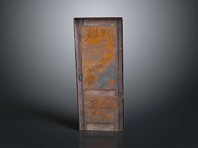 Antique Vintage Wooden Door With Rustic Weathered Surface And Carved Details 3d model