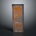 Antique Vintage Wooden Door With Rustic Weathered Surface And Carved Details