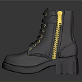 Stylish Black Leather Boots With Yellow Zipper And Chunky Sole For Daily Wear
