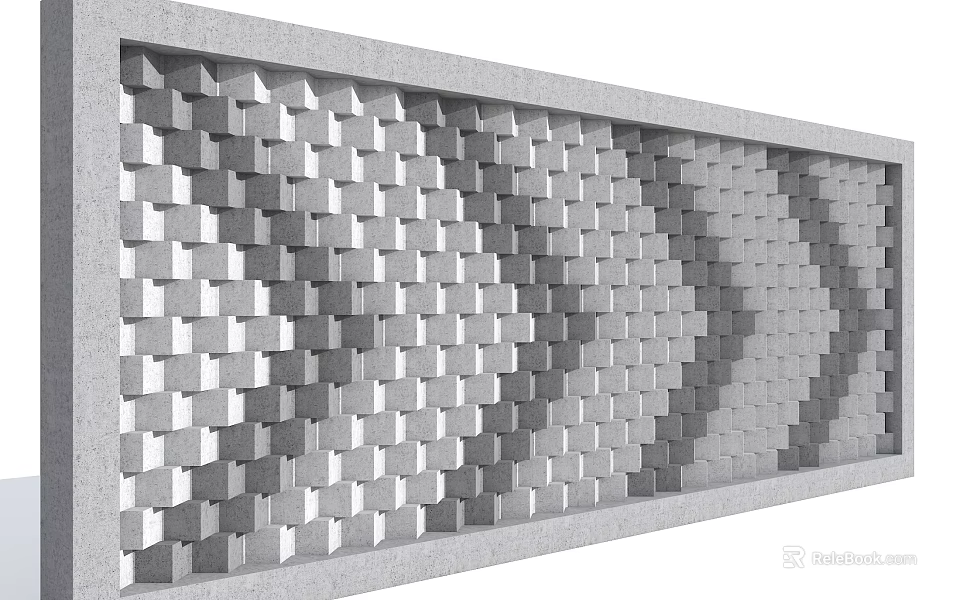 Modern Decorative Wall Design With Geometric Cube Pattern And Gray Textured Surface 3d model