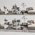 Quiet Sofa Tea Table Combination Sofa Coffee Table 3d model