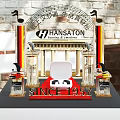 Hansaton Display Shelves Exhibition Booth Design With Since 1956 Signage And Red Carpet