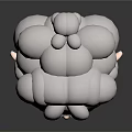 3D Cartoon Game Movie Character Granny With Curly Gray Hair Glasses Yellow Dress Earrings