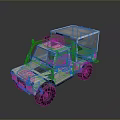 Beige Off Road Truck With Spare Tire On Roof And Cargo Box
