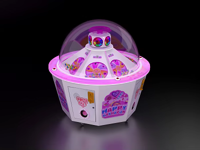 Pink Transparent Dome Interactive Kids Amusement Equipment With Colorful Lights And Cartoon Patterns 3d model