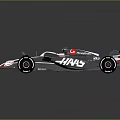 Modern F1 Race Car Design With Black Red White Aerodynamic Body And Haas Livery