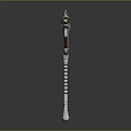 Fantasy Character Weapon Staff With Horned Creature Design And Red Stripes