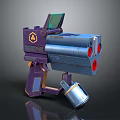 Futuristic Sci Fi Weapon With Purple Blue Body Green Screen And Red Circular Parts