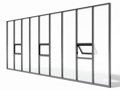 Modern Floor-to-Ceiling Windows Design With Slim Frame And Clear Glass Panels 3d model