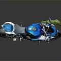 Blue Sport Motorcycle Featuring Sleek Design Aerodynamic Body And Black Seat
