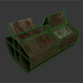 Rusty Metal Container With Two Open Lids And Rusted Red Green Surface Design