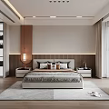 Modern Bedroom Interior Design With Bed Nightstands Accent Wall Rug And Curtains