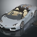 Silver Luxury Convertible Sports Car With Open Top And Beige Seats