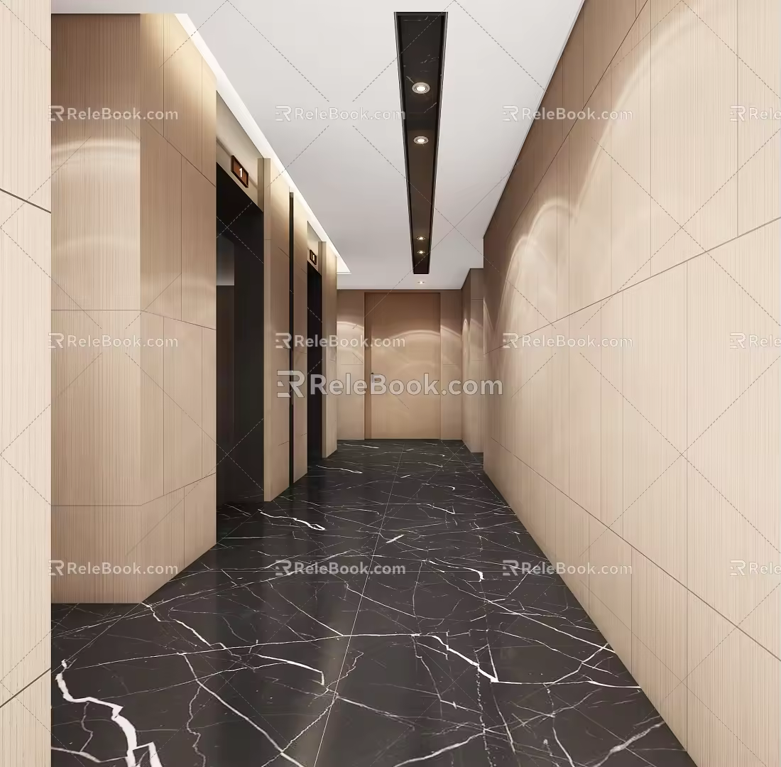 Modern elevator hall elevator aisle corridor public area characteristic office building elevator 3d model