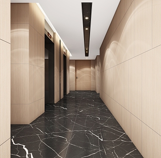 Modern elevator hall elevator aisle corridor public area characteristic office building elevator 3d model