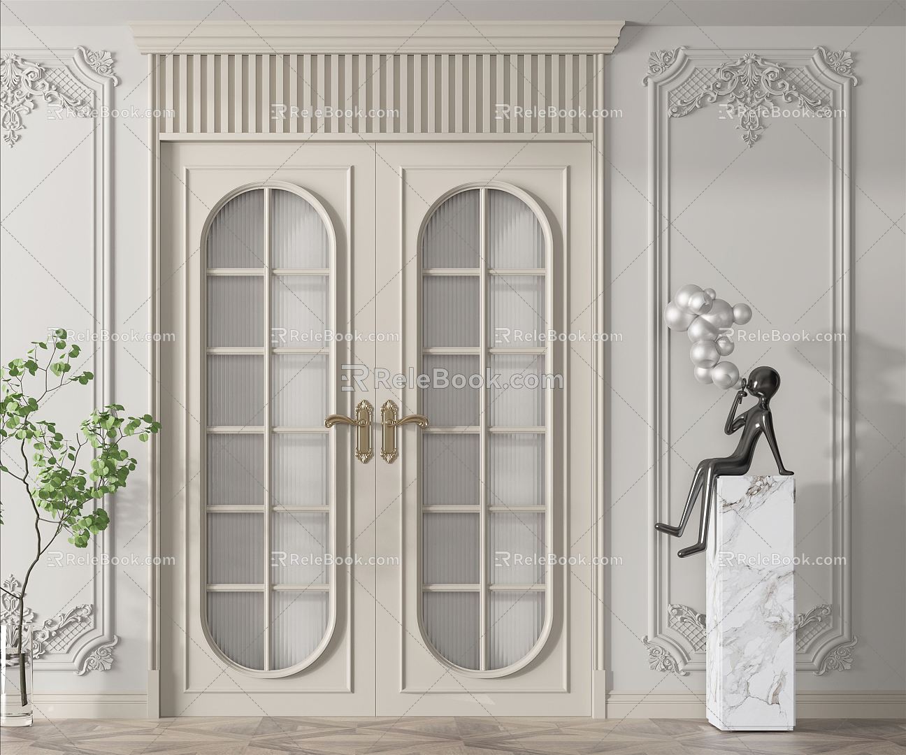 French double door 3d model