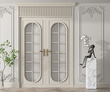 French double door 3d model