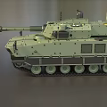 Modern Green Military Tank Featuring Long Gun Barrel Tracks Antenna and Sensors