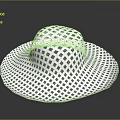 White Woven Straw Hat With Grid Pattern And Wide Brim For Daily Use
