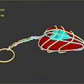 Stylish Red Heart Shaped Fashion Accessory With Silver Chain And Blue Gemstone