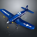 Vintage Blue Passenger Plane with MARINES Lettering White Star on Wings Tail Number 567 Propeller