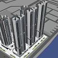 Modern High Rise Residential Buildings With Commercial Podium Glass Curtain Walls Greenery And Street Vehicles