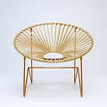 Modern Rattan Leisure Chair With Round Design And Metal Frame