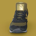 Black and Gold Sneakers with X Logo Leather Mesh Black Laces Gold Tongue White Sole