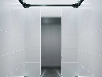 Sleek Modern Elevator Interior With White Paneled Walls And Open Doors 3d model