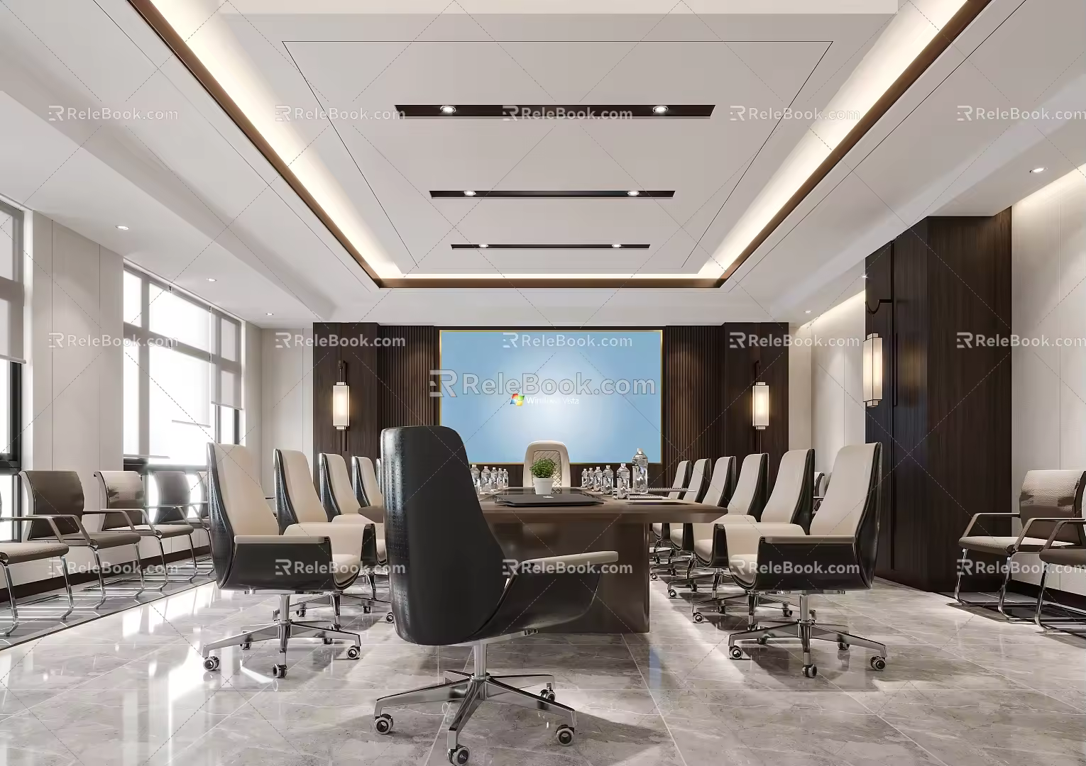 Projection Screen Conference Table Office Chair Boss Chair 3d model