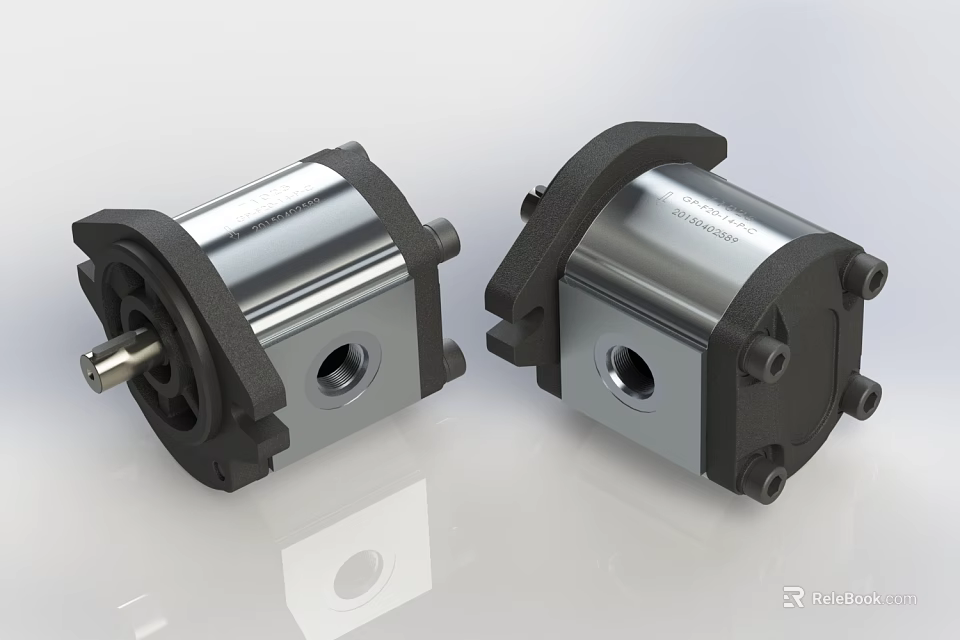 Industrial Pumps With Cylindrical Metal Housing And Black Precision Mounting Components 3d model 