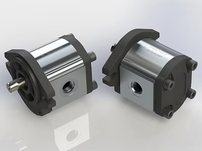 Industrial Pumps With Cylindrical Metal Housing And Black Precision Mounting Components 3d model