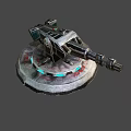 Futuristic Mechanical Device With Metallic Circular Base And Blue Glowing Lights