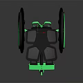Modern Ergonomic Wheelchair Design With Green Accents On Wheels Footrest And Seat